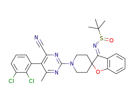 (S)-N-((E)-1'-(4-cyano-5-(2,3-dichlorophenyl)-6-methylpyrimidin-2-yl)-3H-spiro[benzofuran-2,4'-piperidin]-3-ylidene)-2-methylpropane-2-sulfinamide