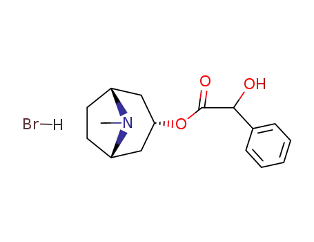 Molecular Structure of 51-56-9 (alpha-Hydroxybenzeneacetic acid 8-methyl-8-azabicyclo[3.2.1]oct-3-yl ester hydrobromide)