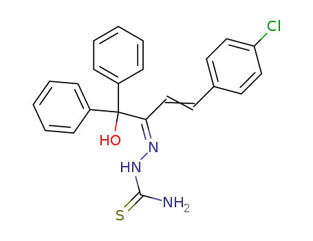Molecular Structure of 91732-88-6 (Hydrazinecarbothioamide,
2-[3-(4-chlorophenyl)-1-(hydroxydiphenylmethyl)-2-propenylidene]-)