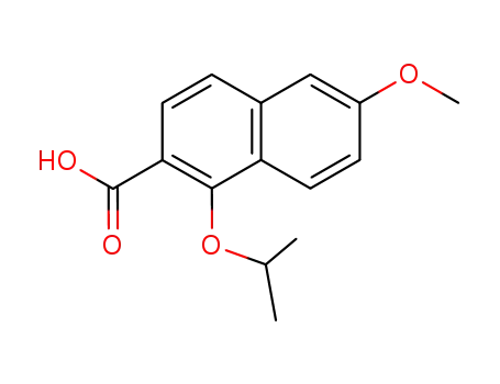Molecular Structure of 117666-75-8 (2-Naphthalenecarboxylic acid, 6-methoxy-1-(1-methylethoxy)-)