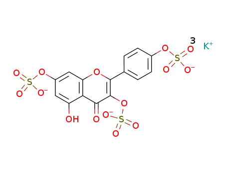 Molecular Structure of 116097-12-2 (4H-1-Benzopyran-4-one,
5-hydroxy-3,7-bis(sulfooxy)-2-[4-(sulfooxy)phenyl]-, tripotassium salt)