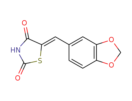 Molecular Structure of 139336-28-0 (2,4-Thiazolidinedione, 5-(1,3-benzodioxol-5-ylmethylene)-, (Z)-)