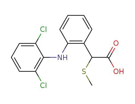Molecular Structure of 83281-95-2 (Benzeneacetic acid, 2-[(2,6-dichlorophenyl)amino]-a-(methylthio)-)