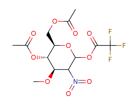 Trifluoro-acetic acid (4R,5S,6R)-5-acetoxy-6-acetoxymethyl-4-methoxy-3-nitro-tetrahydro-pyran-2-yl ester