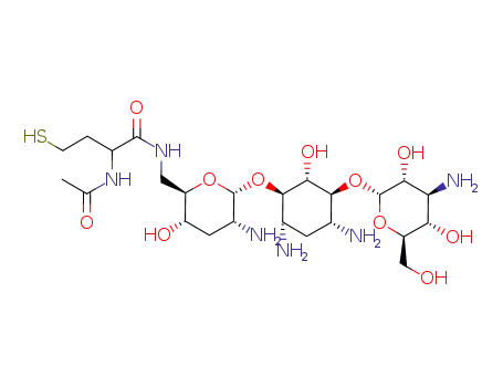2-Acetylamino-N-{(2R,3S,5R,6R)-5-amino-6-[(1R,2S,3S,4R,6S)-4,6-diamino-3-((2S,3R,4S,5S,6R)-4-amino-3,5-dihydroxy-6-hydroxymethyl-tetrahydro-pyran-2-yloxy)-2-hydroxy-cyclohexyloxy]-3-hydroxy-tetrahydro-pyran-2-ylmethyl}-4-mercapto-butyramide