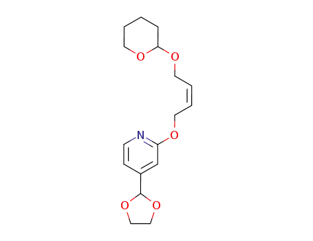 Molecular Structure of 118289-19-3 (Pyridine,
4-(1,3-dioxolan-2-yl)-2-[[(2Z)-4-[(tetrahydro-2H-pyran-2-yl)oxy]-2-butenyl
]oxy]-)