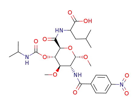 2-{[(2S,3S,4R,5R,6S)-3-Isopropylcarbamoyloxy-4,6-dimethoxy-5-(4-nitro-benzoylamino)-tetrahydro-pyran-2-carbonyl]-amino}-4-methyl-pentanoic acid