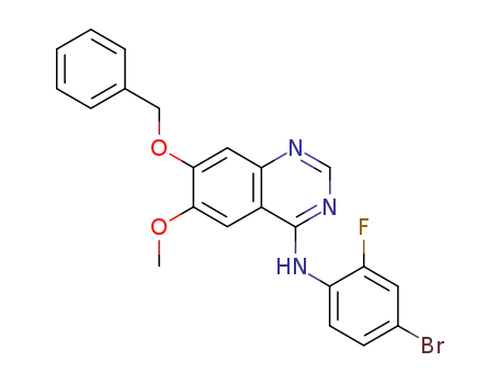 Molecular Structure of 768350-54-5 (7-(benzyloxy)-N-(4-bromo-2-fluorophenyl)-6-methoxyquinazolin-4-amine)