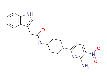 Molecular Structure of 404018-25-3 (1H-Indole-3-acetamide,
N-[1-(6-amino-5-nitro-2-pyridinyl)-4-piperidinyl]-)