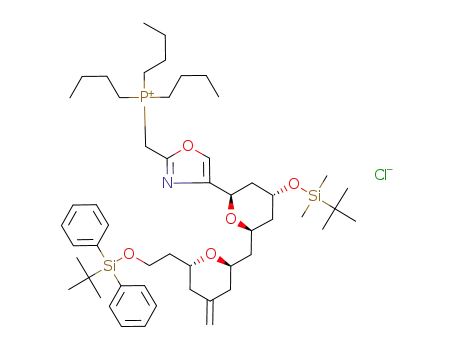 Tributyl-[4-((2R,4R,6R)-4-(tert-butyl-dimethyl-silanyloxy)-6-{(2R,6R)-6-[2-(tert-butyl-diphenyl-silanyloxy)-ethyl]-4-methylene-tetrahydro-pyran-2-ylmethyl}-tetrahydro-pyran-2-yl)-oxazol-2-ylmethyl]-phosphonium; chloride