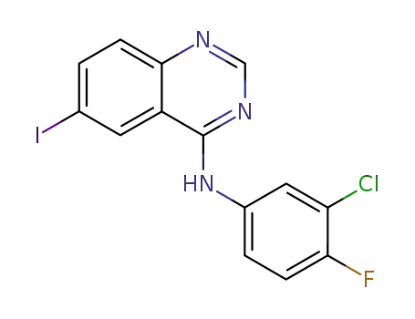 Molecular Structure of 578737-95-8 (4-Quinazolinamine, N-(3-chloro-4-fluorophenyl)-6-iodo-)