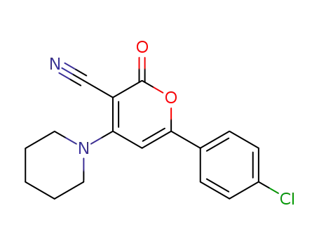 6-(4-chlorophenyl)-2-oxo-4-(piperidin-1-yl)-2H-pyran-3-carbonitrile