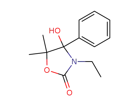 Molecular Structure of 61031-53-6 (2-Oxazolidinone, 3-ethyl-4-hydroxy-5,5-dimethyl-4-phenyl-)