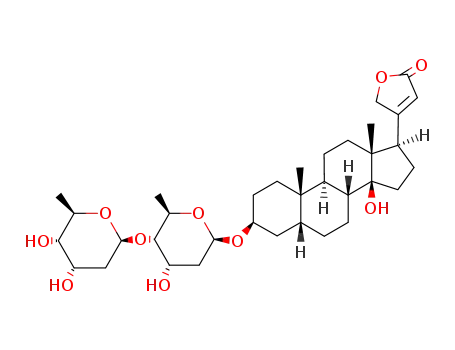 Molecular Structure of 16479-50-8 ((3beta,5beta,8xi,9xi)-3-{[2,6-dideoxy-4-O-(2,6-dideoxy-beta-D-ribo-hexopyranosyl)-beta-D-ribo-hexopyranosyl]oxy}-14-hydroxycard-20(22)-enolide)