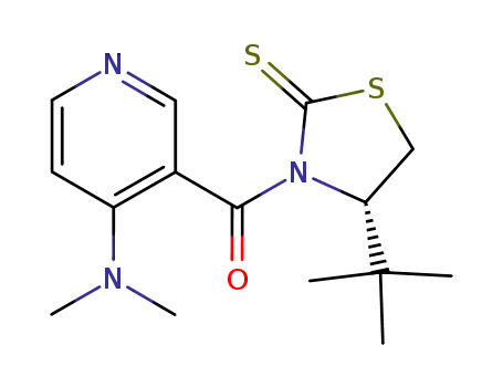 Molecular Structure of 850796-07-5 (2-Thiazolidinethione,
3-[[4-(dimethylamino)-3-pyridinyl]carbonyl]-4-(1,1-dimethylethyl)-, (4S)-)