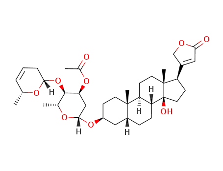 digitoxigen 3-O-acetyl-2,6-dideoxy-4-O-((2'R,6'R)-3',6'-dihydro-6'-methyl-2H-pyran-2'-yl)-β-D-ribo-hexopyranoside