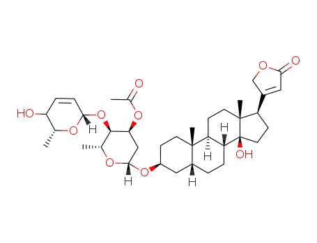 digitoxigen 3-O-acetyl-2,6-dideoxy-4-O-((2'R,6'R)-5',6'-dihydro-5'-hydroxy-6'-methyl-2H-pyran-2'-yl)-β-D-ribo-hexopyranoside