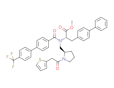 3-biphenyl-4-yl-(2S)-[[1-(2-thiophen-2-yl-acetyl)-pyrrolidin-(2R)-ylmethyl]-(4'-trifluoromethyl-biphenyl-4-carbonyl)-amino]-propionic acid methyl ester
