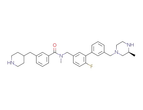 N-[(6-fluoro-3'-{[(3S)-3-methyl-1-piperazinyl]methyl}-3-biphenylyl)methyl]-N-methyl-3-(4-piperidinylmethyl)benzamide