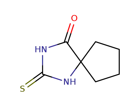 Molecular Structure of 14109-98-9 (1,3-Diazaspiro[4.4]nonane-2,4-dione,2-thio-(8CI))