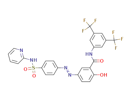 N-[3,5-Bis(trifluoromethyl)phenyl]-2-hydroxy-5-({[(4-pyridin-2-yl)sulfamoyl]phenyl}diazenyl)benzamide