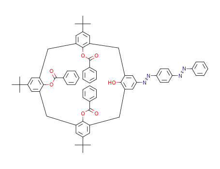 25,26,27-tribenzoyloxy-28-hydroxy-5,11,17-tri-(tert-butyl)-23-(4-phenylazophenylazo)calix[4]arene