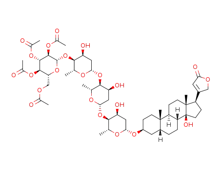 digitoxigen (2,3,4,6-tetraacetyl-β-D-glucopyranosyl)-(1→4)-(2,6-dideoxy-β-D-ribohexopyranosyl)-(1→4)-(2,6-dideoxy-β-D-ribohexopyranosyl)-(1→4)-2,6-dideoxy-β-D-ribohexopyranoside