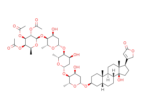 digitoxigen (2,3,4,6-triacetyl-β-L-fucopyranosyl)-(1→4)-(2,6-dideoxy-β-D-ribohexopyranosyl)-(1→4)-(2,6-dideoxy-β-D-ribohexopyranosyl)-(1→4)-2,6-dideoxy-β-D-ribohexopyranoside