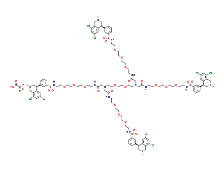 3,12-bis(14-(3-((S)-6,8-dichloro-2-methyl-1,2,3,4-tetrahydroisoquinolin-4-yl)phenylsulfonamido)-2-oxo-6,9,12-trioxa-3-azatetradecyl)-N1,N14-bis(2-(2-(2-(2-(3-((S)-6,8-dichloro-2-methyl-1,2,3,4-tetrahydroisoquinolin-4-yl)phenylsulfonamido)ethoxy)ethoxy)ethoxy)ethyl)-6,9-dioxa-3,12-diazatetradecane-1,14-diamide trifluoroacetate