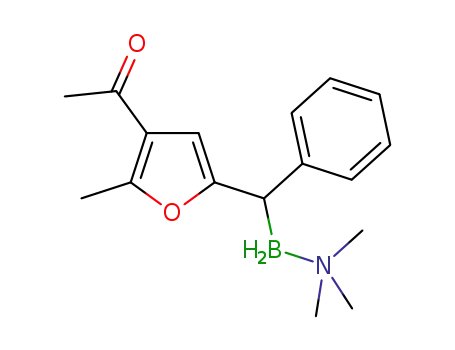 1-(5-(trimethylamine-boranyl(phenyl)methyl)-2-methylfuran-3-yl)ethan-1-one