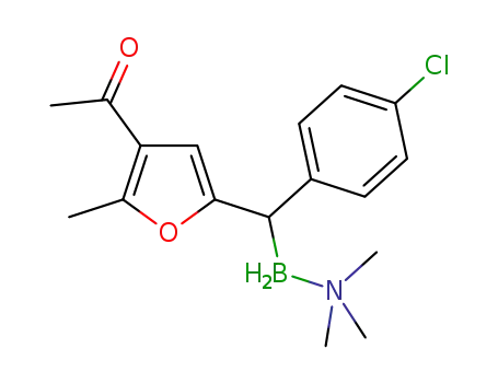 1-(5-(trimethylamine-boranyl(4-chlorophenyl)methyl)-2-methylfuran-3-yl)ethan-1-one