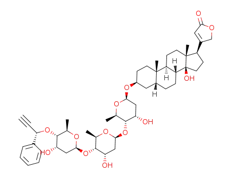 4-((3S,5R,8R,10S,13R,14S,17R)-14-hydroxy-3-(((2R,4S,5S,6R)-4-hydroxy-5-(((2S,4S,5S,6R)-4-hydroxy-5-(((2S,4S,5S,6R)-4-hydroxy-6-methyl-5-(((S)-1-phenylprop-2-yn-1-yl)oxy)tetrahydro-2H-pyran-2-yl)oxy)-6-methyltetrahydro-2H-pyran-2-yl)oxy)-6-methyltetrahydro-2H-pyran-2-yl)oxy)-10,13-dimethylhexadecahydro-1Hcyclopenta[a]phenanthren-17-yl)furan-2(5H)-one