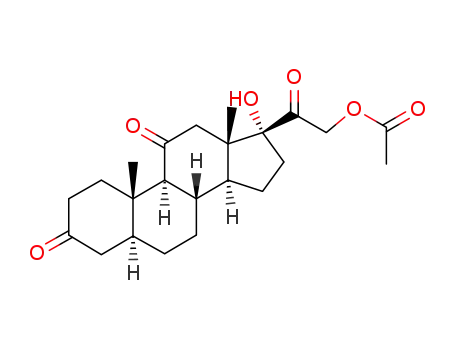 Molecular Structure of 3751-02-8 (17,21-dihydroxy-5alpha-pregnane-3,11,20-trione 21-acetate)