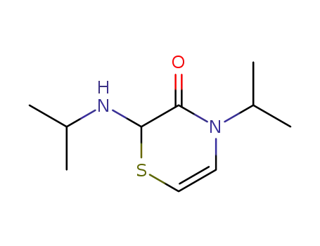 Molecular Structure of 85331-45-9 (2H-1,4-Thiazin-3(4H)-one, 4-(1-methylethyl)-2-[(1-methylethyl)amino]-)