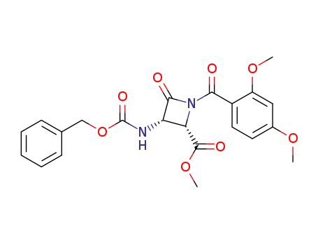 Molecular Structure of 92973-54-1 (2-Azetidinecarboxylic acid,
1-(2,4-dimethoxybenzoyl)-4-oxo-3-[[(phenylmethoxy)carbonyl]amino]-,
methyl ester, cis-)