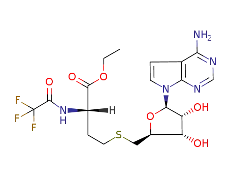 (S)-4-[(2S,3S,4R,5R)-5-(4-Amino-pyrrolo[2,3-d]pyrimidin-7-yl)-3,4-dihydroxy-tetrahydro-furan-2-ylmethylsulfanyl]-2-(2,2,2-trifluoro-acetylamino)-butyric acid ethyl ester