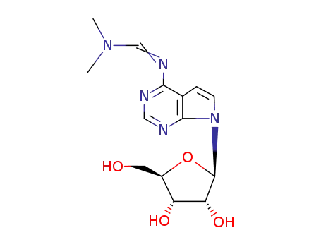 Molecular Structure of 57881-19-3 (N-[(1E)-(dimethylamino)methylidene]-7-pentofuranosyl-7H-pyrrolo[2,3-d]pyrimidin-4-amine)