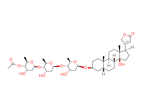 Card-20(22)-enolide,3-[(O-4-O-acetyl-2,6-dideoxy-b-D-ribo-hexopyranosyl-(1®4)-O-2,6-dideoxy-b-D-ribo-hexopyranosyl-(1®4)-2,6-dideoxy-b-D-ribo-hexopyranosyl)oxy]-14-hydroxy-, (3b,5b)- (9CI)