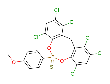 1,2,4,8,10,11-hexachloro-6-(4-methoxy-phenyl)-12H-5,7-dioxa-6-phospha-dibenzo[a,d]cyclooctene 6-sulfide