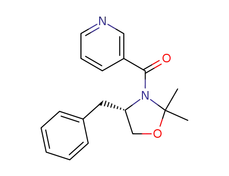 Molecular Structure of 447462-02-4 (Oxazolidine, 2,2-dimethyl-4-(phenylmethyl)-3-(3-pyridinylcarbonyl)-,
(4S)-)