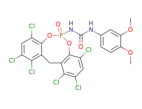 1-(3,4-dimethoxy-phenyl)-3-(1,2,4,8,10,11-hexachloro-6-oxo-12H-5,7-dioxa-6λ5-phospha-dibenzo[a,d]cycloocten-6-yl)-urea
