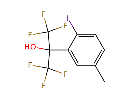Molecular Structure of 65653-64-7 (1,1,1,3,3,3-hexafluoro-2-(2-iodo-5-methylphenyl)propan-2-ol)