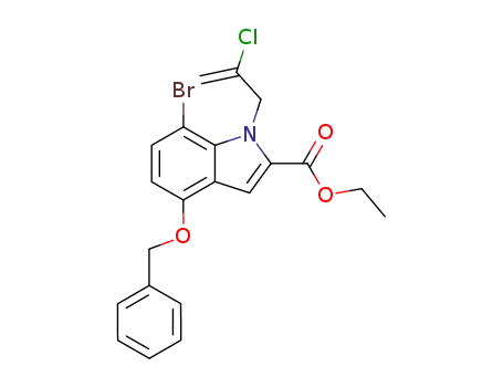 Molecular Structure of 922507-06-0 (1H-Indole-2-carboxylic acid,
7-bromo-1-(2-chloro-2-propen-1-yl)-4-(phenylmethoxy)-, ethyl ester)