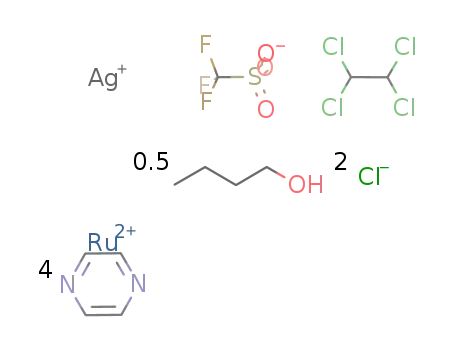 trans-[Cl2(pyrazine)4ruthenium(II)Ag]CF3SO3*(1,1,2,2-tetrachloroethane)*0.5(n-butanol)