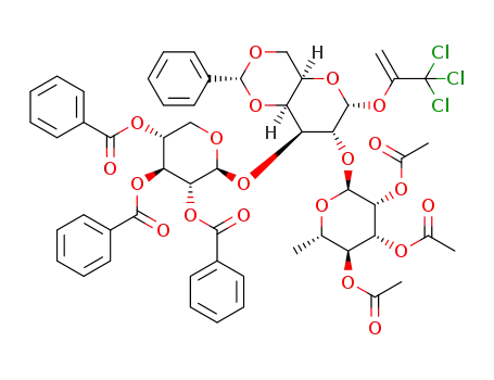 2,3,4-tri-O-benzoyl-β-D-xylopyranosyl-(1->3)-[2,3,4-tri-O-acetyl-α-L-rhamnopyranosyl-(1->2)]-4,6-di-O-benzylidene-α-D-galactopyranosyl trichloroacetimidate