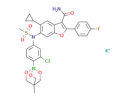 1-(4-{N-[3-carbamoyl-5-cyclopropyl-2-(4-fluorophenyl)-1-benzofuran-6-yl]methanesulfonamido}-2-chlorophenyl)-4-methyl-2,6,7-trioxa-1-borabicyclo[2.2.2]octan-1-uide potassium salt
