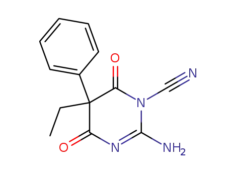 Molecular Structure of 6622-50-0 (2-amino-5-ethyl-4,6-dioxo-5-phenyl-5,6-dihydropyrimidine-1(4H)-carbonitrile)