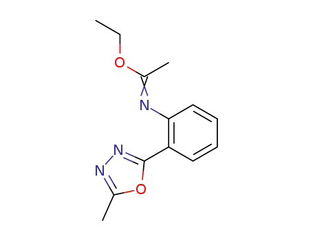 Molecular Structure of 96134-69-9 (Ethanimidic acid, N-[2-(5-methyl-1,3,4-oxadiazol-2-yl)phenyl]-, ethyl
ester)