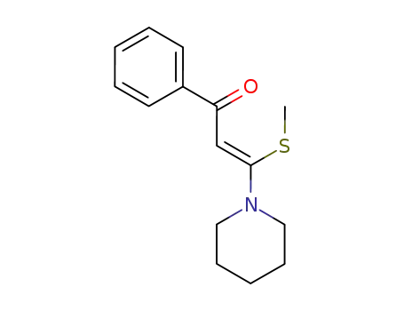 Molecular Structure of 185245-65-2 (2-Propen-1-one, 3-(methylthio)-1-phenyl-3-(1-piperidinyl)-, (2Z)-)