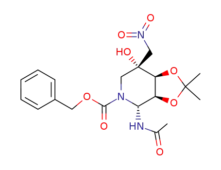 (-)-(2R,3S,4S,5R)-2-acetamido-N-(benzyloxycarbonyl)-3,4-O-isopropylidene-5-(nitromethyl)-3,4,5-piperidinetriol
